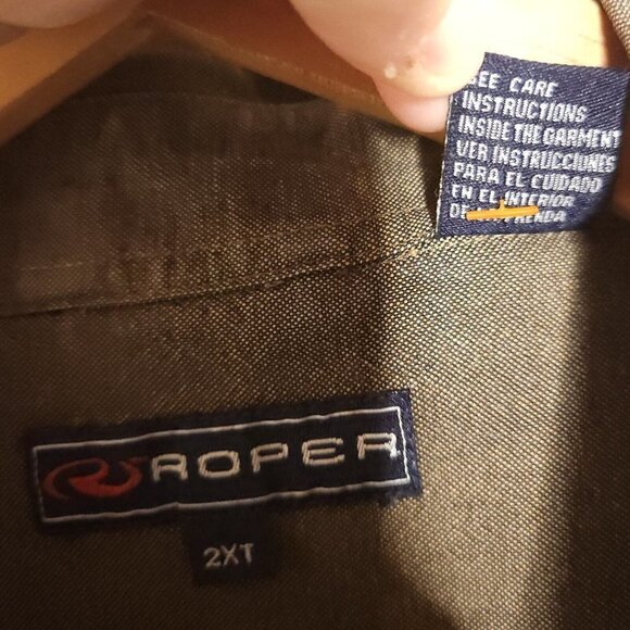 Roper Mens Heavyweight Green Button Down 2XT - Picture 5 of 5